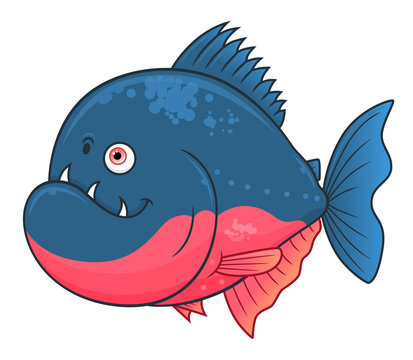 Cartoon funny piranha