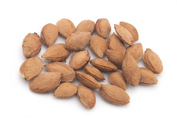 Bones of fruit on a white background