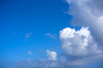 Blue summer sky white cumulus clouds