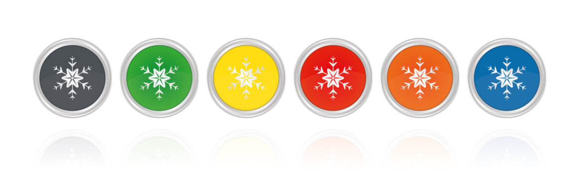 Eiskristall - Schneeflocke - Silberne Buttons