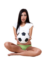 woman and football