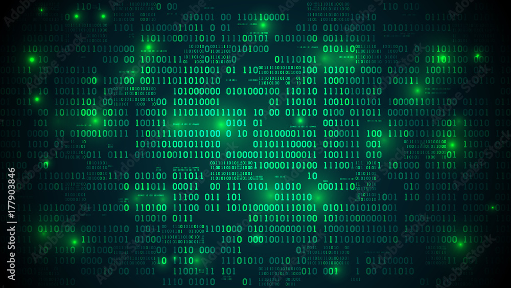 Poster Abstract futuristic cyberspace with binary code, matrix background with digits, well organized layers