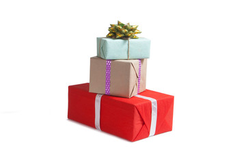 Gifts. The Santa Claus hat. New Year. Christmas.