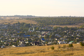 the view from the mountains in Kirovsky district of Volgograd Russia in a Sunny morning
