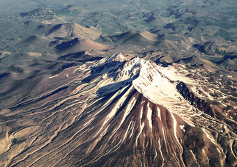 The view from the plane on mount Erciyes, Turkey Central Anatolia region