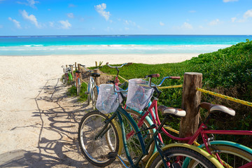 Tulum Caribbean beach bicycles Riviera Maya