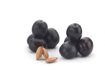 Plums on white background