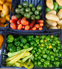 Mexican market vegetables chili carrot potato