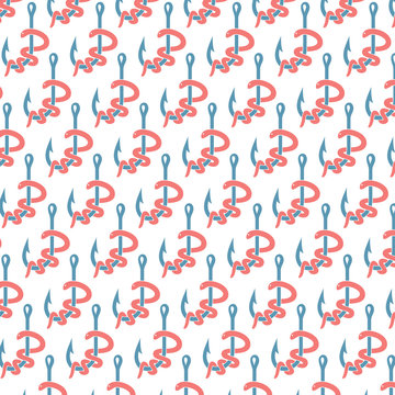 background pattern with worm on a fishing hook 