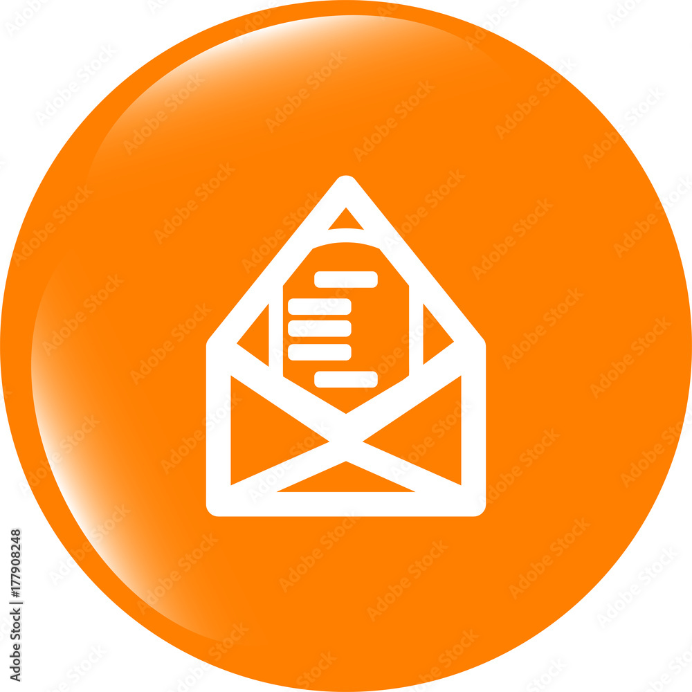 Poster mail envelope icon web button isolated on white