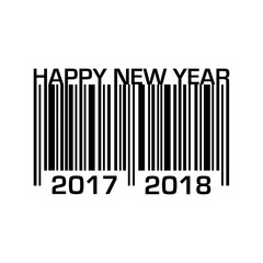 Icono plano codigo de barras 2017 2018 negro en fondo blanco