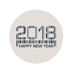 Icono plano codigo de barras 2018 en circulo gris