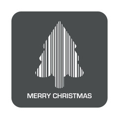 Icono plano codigo de barras Merry Christmas arbol en cuadrado gris