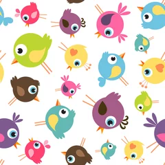 Fotobehang seamless pattern with funny birds © ann_precious