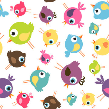 seamless pattern with funny birds