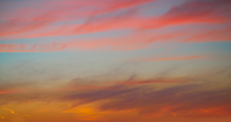 sunset sky clouds in red orange