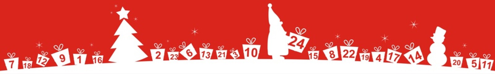 Adventskalender mit Weihnachtsmann und 24 kleinen Geschenken
