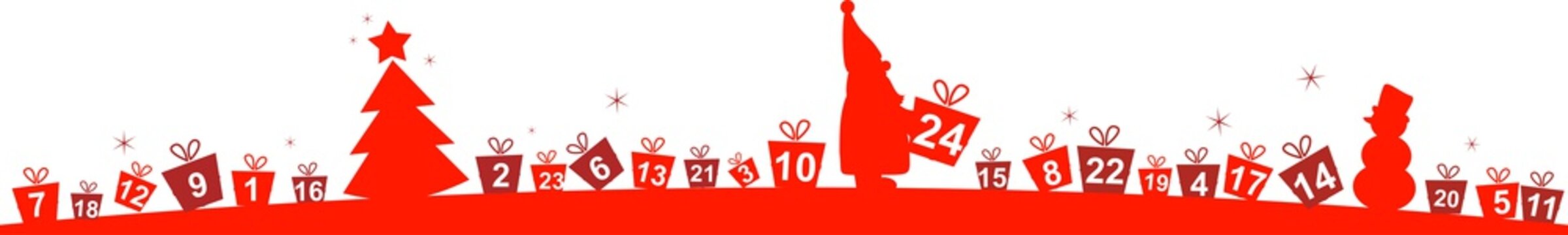 Adventskalender mit Weihnachtsmann und 24 kleinen Geschenken