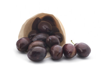 plums on white background