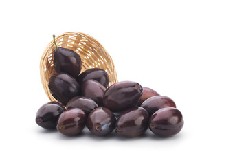 Plums on white background