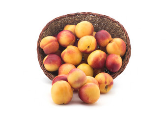 Peaches on a white background