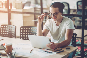 Young man in modern office