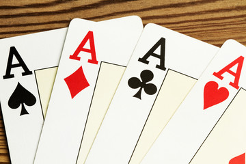 Cartas de poker Ases. Vista superior