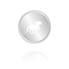Sternzeichen - Einhorn - Silber Münze mit Reflektion