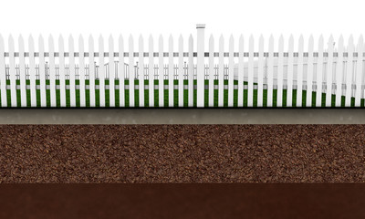 part of land with stone fence. 3d rendering