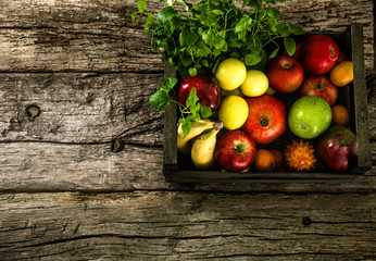 Organic vegetables on wood