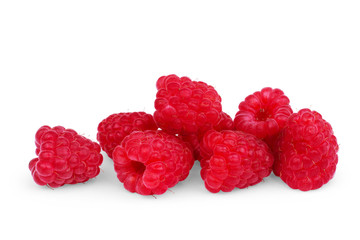 ripe raspberries isolated on white background close up © vadarshop