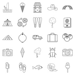 Shore icons set, outline style