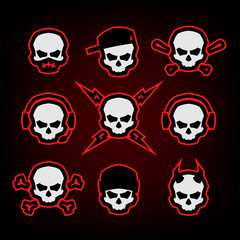 Skull Logo Set on a dark background. Vector illustration.