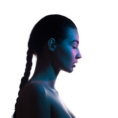 Fashion art studio photo of elegant naked lady