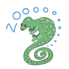Illustration of doodle cute chameleon, hand drawn graphic