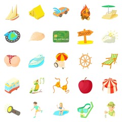 Sunny icons set, cartoon style