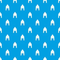 Winter hat pattern seamless blue