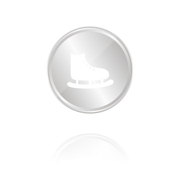 Schlittschuh - Eislauf - Silber Münze mit Reflektion