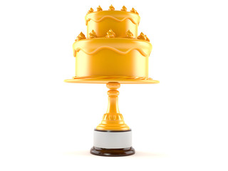 Golden cup with cake