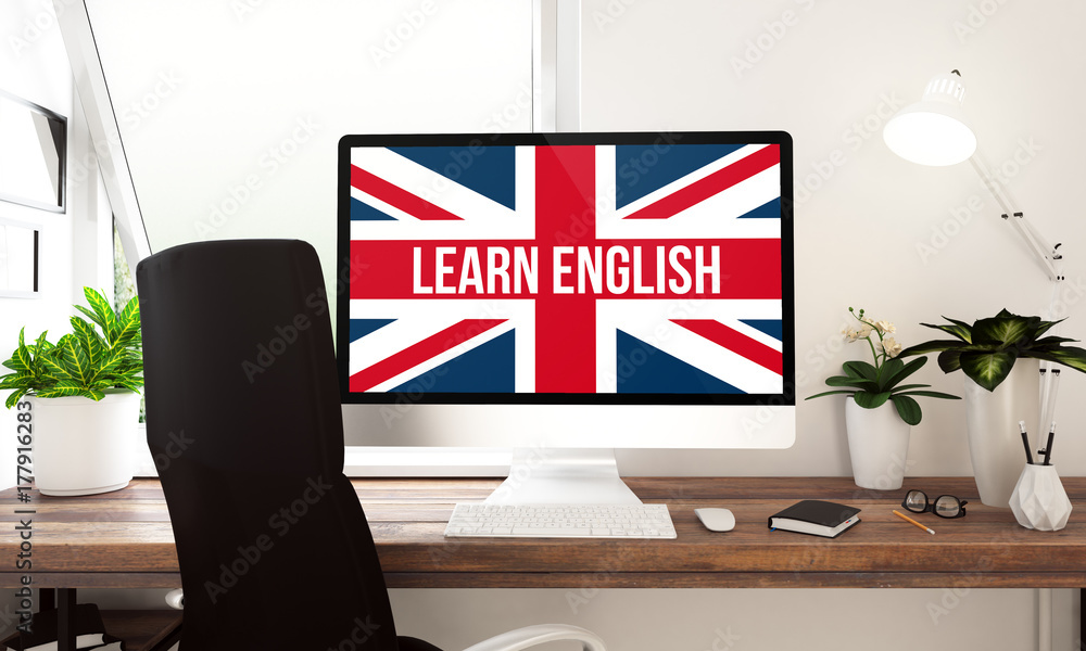 Aufkleber computer learn english window