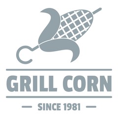 Grill corn logo, simple gray style