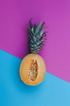 Hybrid fruit: melon mixed with pineapple