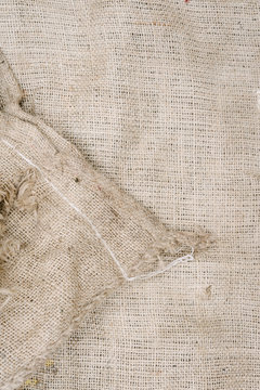 background, hessian sack with corner turned up