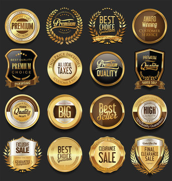 Luxury retro badges gold and silver collection