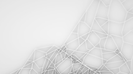 Abstract white or light grey background with many shapes, 3d render