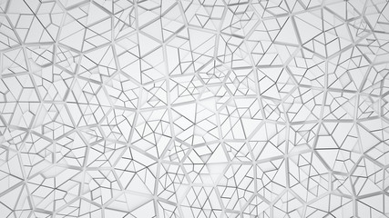 Abstract white or light grey background with many triangls, 3d render