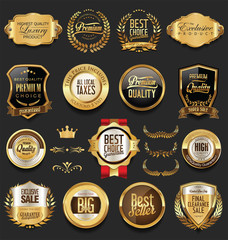 Luxury retro badges gold and silver collection