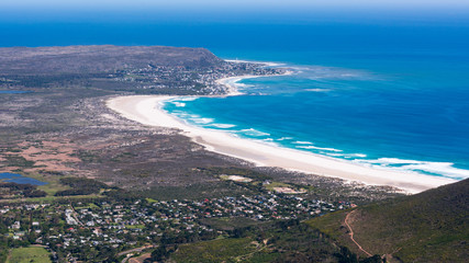 View of a beautiful beach from the top of a mountain