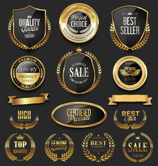 Luxury retro badges gold and silver collection