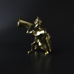 Golden superhero - 3D illustration